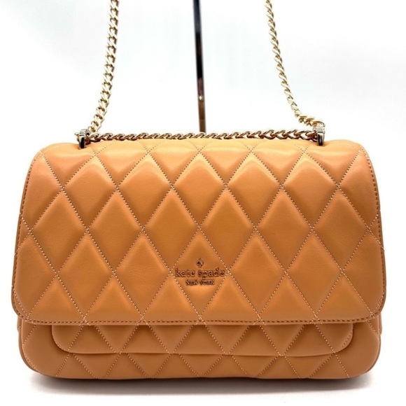 Kate Spade Carey Medium Quilted Leather Flap Shoulder Bag Tiramisu - Picture 1 of 10